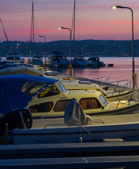 LED lighting of the turistic port of Tønsberg